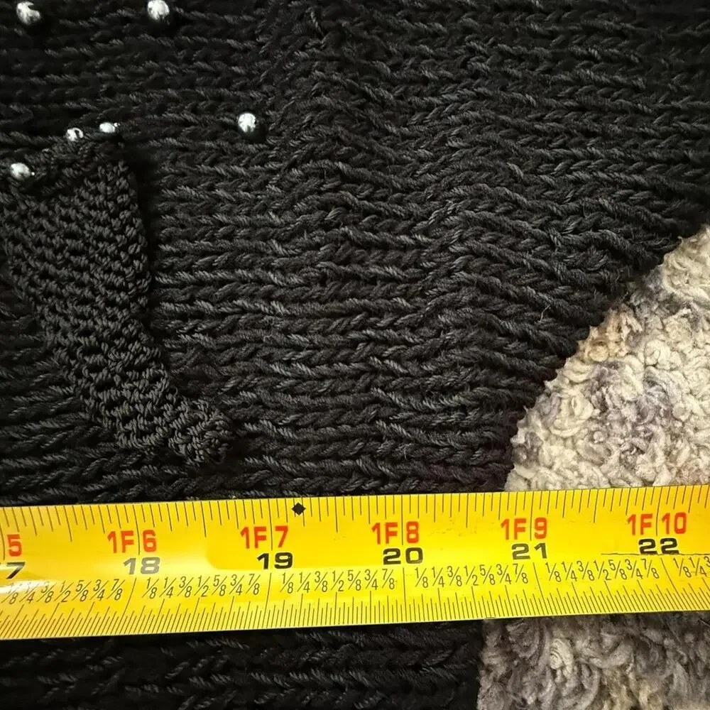 Chavenne Black Knit Sweater with 3D Accents and Pearl Beads – Size L - Picture 4 of 5